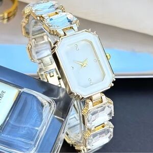 Classic Square Gold and White Women's Watch